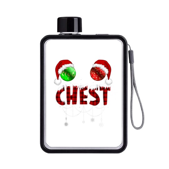 Chest Nuts Christmas Funny Matching Couple Flat Water Bottles
