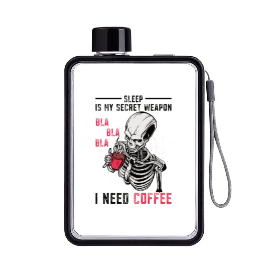 Skeleton Drinking Coffee Medical Student Flat Water Bottles