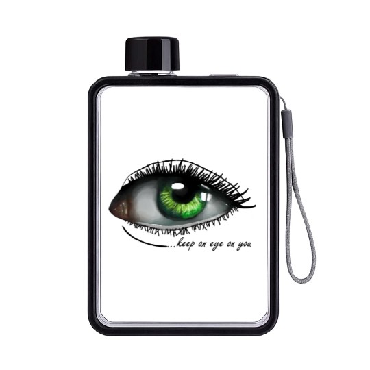 Keep an eyeon you Green eye Flat Water Bottles