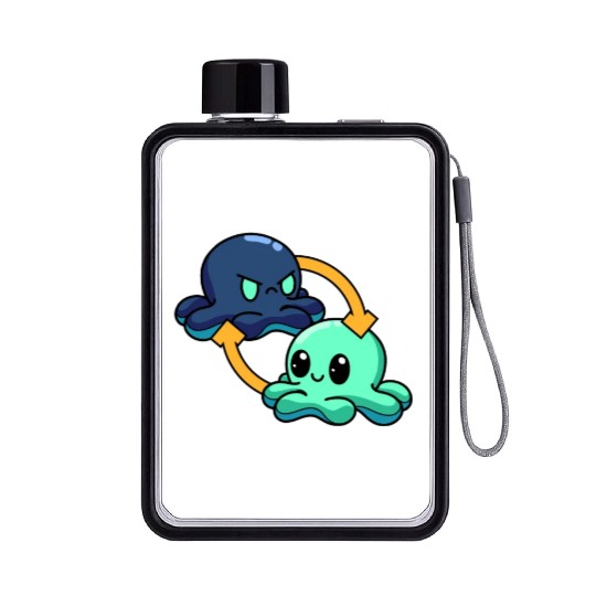 Reversible Octopus Emotional Switch Leisure Flat Water Bottles
