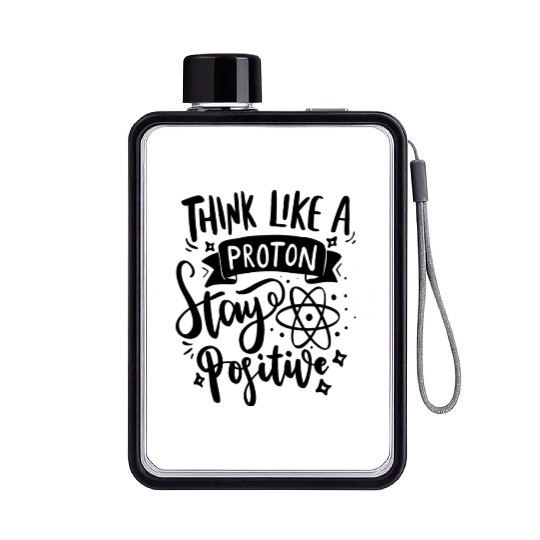 Proton Positive Nerd Geek Teacher Student Gifts Flat Water Bottles