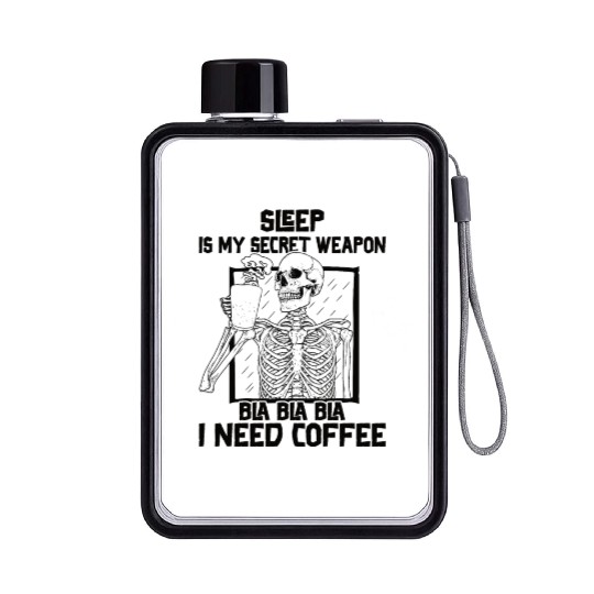 Skeleton Drinking Coffee Medical Student Flat Water Bottles