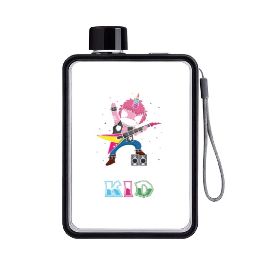 Rocker Unicorn Guitar Metal Kid Music Heavy Rock Flat Water Bottles