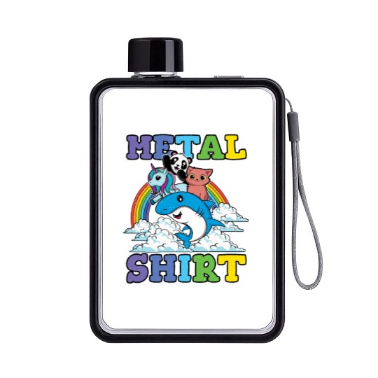 Unicorn Shark Panda Cat Love Music Rock Metal Flat Water Bottles