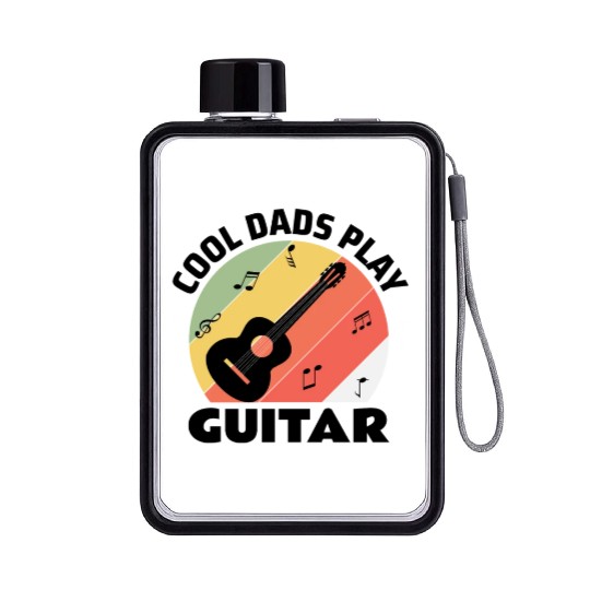 Acoustic Guitar Player Guitarist Dad Fathers day Flat Water Bottles