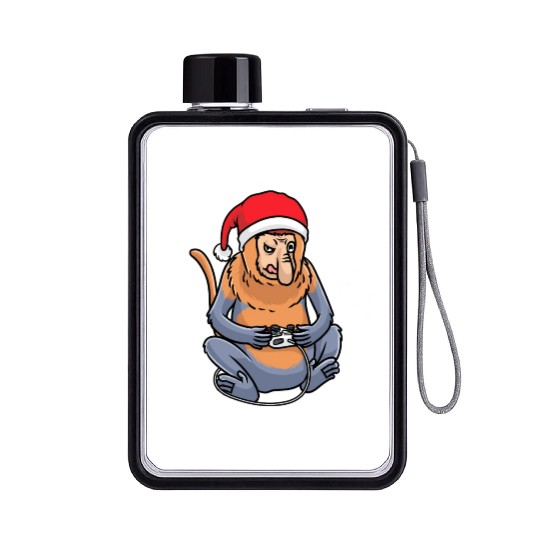Christmas Proboscis Monkey Video Game Gaming Gamer Flat Water Bottles