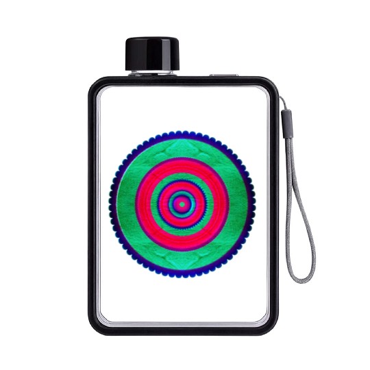 Green-Pink Circle Geometric Pattern Flat Water Bottles