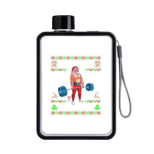 Funny No Lifts No Gifts Ugly Christmas Workout Flat Water Bottles