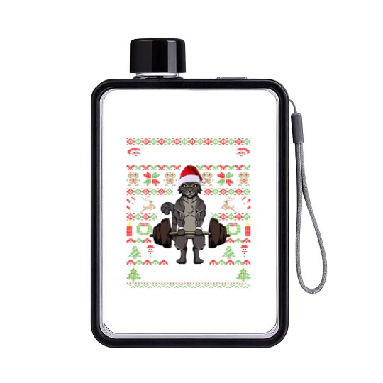 Funny No Lifts No Gifts Ugly Christmas Workout Flat Water Bottles