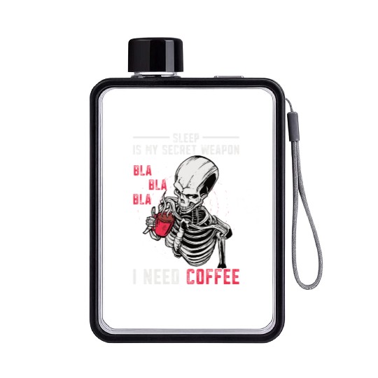 Skeleton Drinking Coffee Medical Student Flat Water Bottles