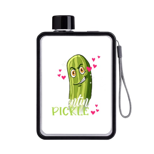 I Found The Valentine Pickle funny couples in love Flat Water Bottles