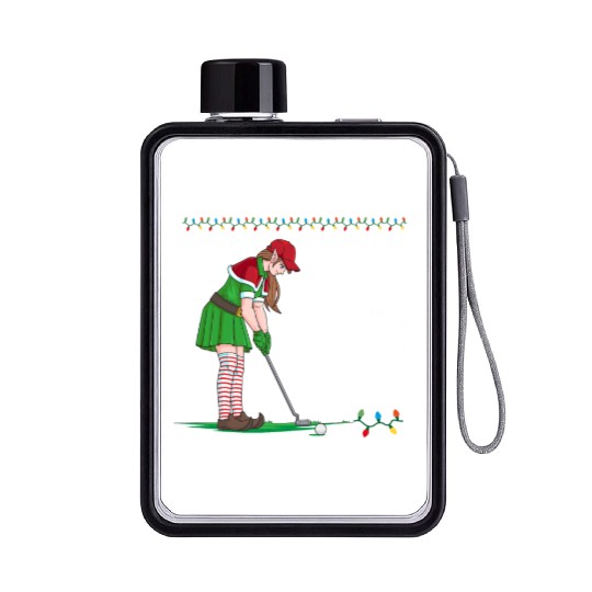Golf Elf Pun Golfer Christmas Golfing Flat Water Bottles