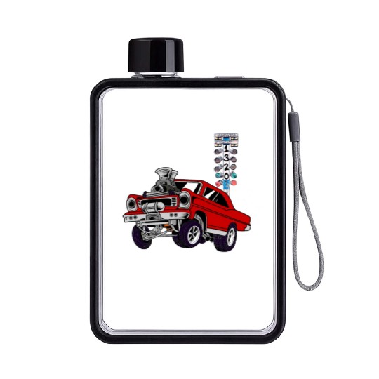 Gasser Outlaw Class Vintage Drag Racing Race Car Flat Water Bottles