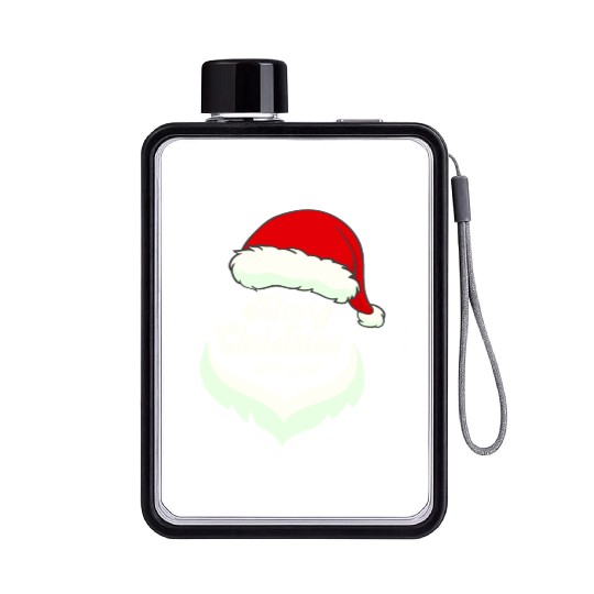 Santa Claus Merry Christmas Beard and hat Flat Water Bottles