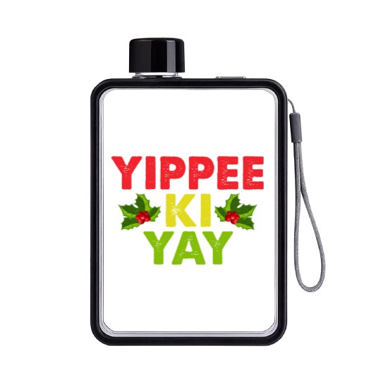 Yippee-Ki-Yay Funny Christmas Apparel Flat Water Bottles