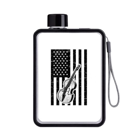 Double Bass Instrument US Flag Double Bass Player Flat Water Bottles