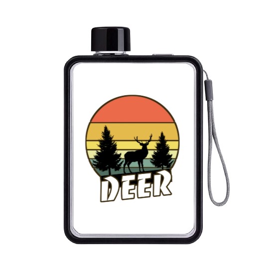 Deer funny sunset sunrise summer Gifts Flat Water Bottles