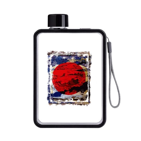 Japan Flag Red Circle Blue Mountain Collage Art 74 Flat Water Bottles