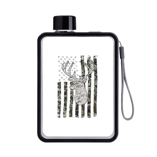 Buck Deer Hunting Camouflage Flag Hunter Flat Water Bottles