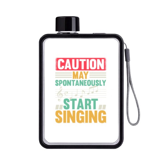 Music Lover - Caution May Spontaneously Start Sing Flat Water Bottles