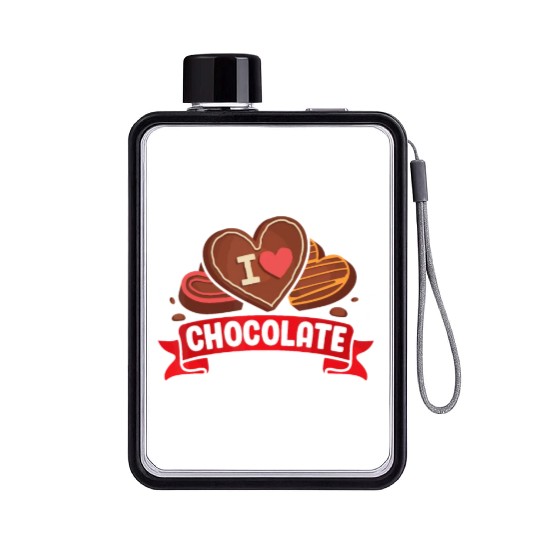 I Love Chocolate Sweets Candy Chocolate Bar Flat Water Bottles