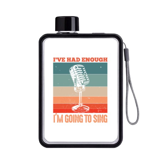 Funny singer microphone saying motif Flat Water Bottles
