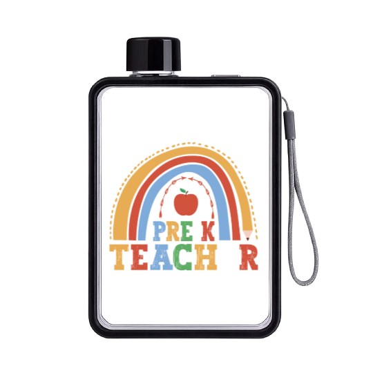 Pre-K Teacher 100th Day Of School Education Flat Water Bottles