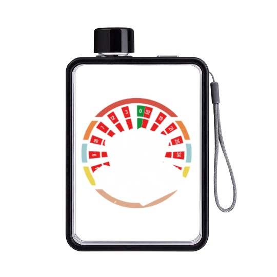 Poker Cards Roulette Wheel Casino Gambling Flat Water Bottles