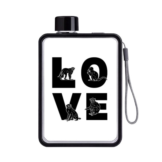 Monkey LOVE Orangutan Monkeys - Cute Monkeys Flat Water Bottles