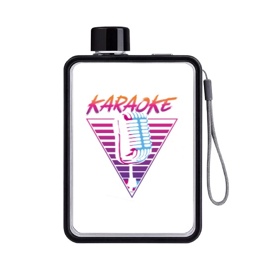 Karaoke Singer Retro 80s 90s Flat Water Bottles