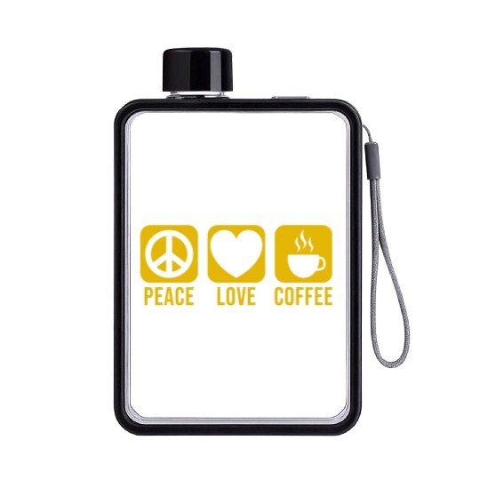 Peace love coffee Flat Water Bottles