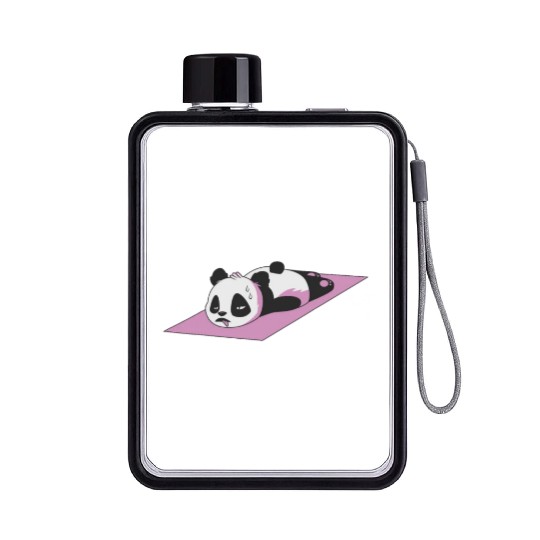 Funny Panda Women Yoga Gym Exercise The Struggle i Flat Water Bottles