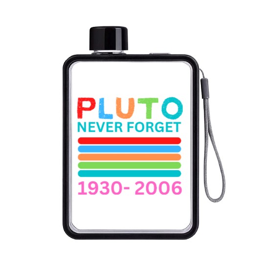 Pluto Never Forget Retro Space Science Pluto Flat Water Bottles