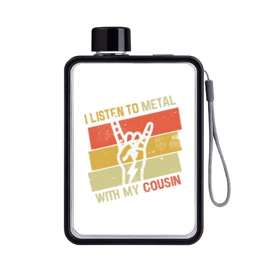 Vintage Metal With Cousin Metal Kid Music Lover Flat Water Bottles