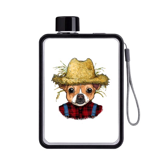 Chihuahua Farmer Farming Agriculture Puppy Pet Do Flat Water Bottles