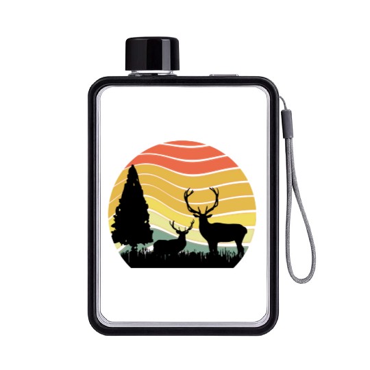 Sunset sunrise nature deer in the zoo Flat Water Bottles