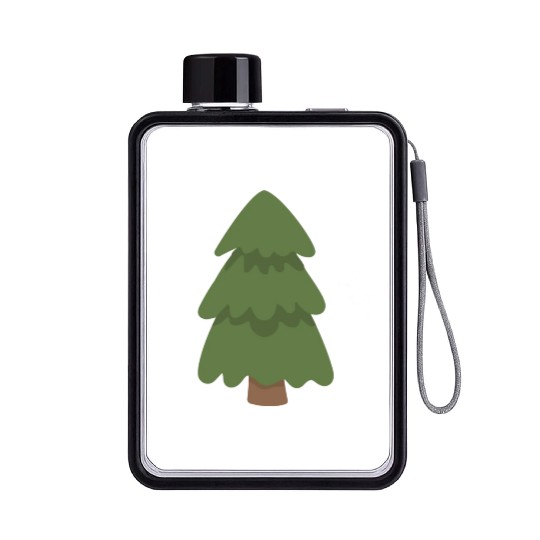Cartoon Evergreen Tree Flat Water Bottles