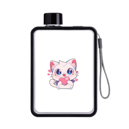My Valentine Has Paws Valentine's Day Cute Cat Flat Water Bottles