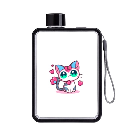 My Valentine Has Paws Valentine's Day Cute Cat Flat Water Bottles