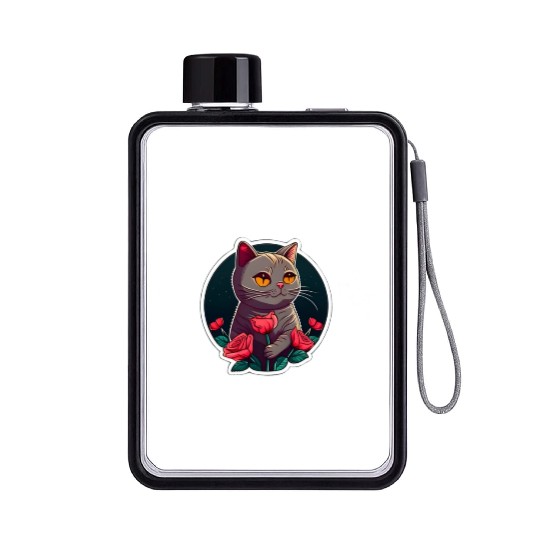 My Valentine Has Paws Valentine's Day Cute Cat Flat Water Bottles