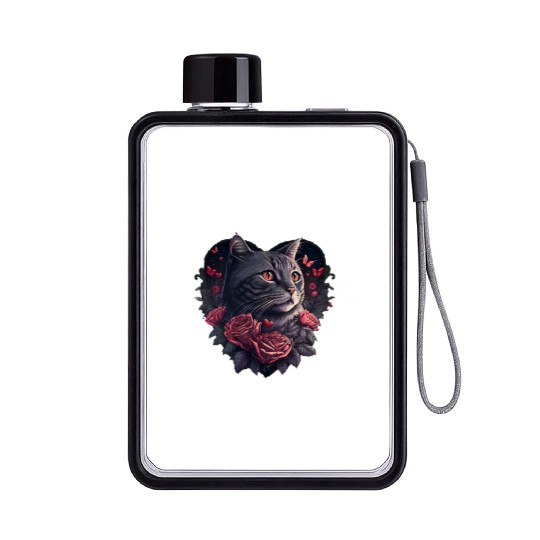 My Valentine Has Paws Valentine's Day Cute Cat Flat Water Bottles