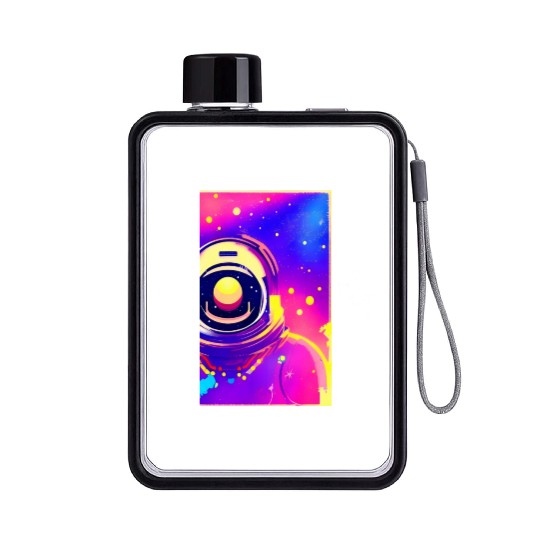 Astronaut neon colors Flat Water Bottles