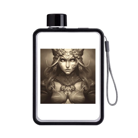 Warrior princess wearing gothic plate dark fantasy Flat Water Bottles