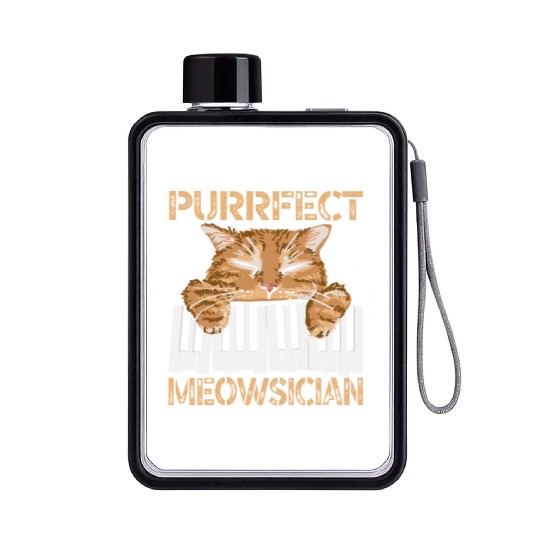 Purrfect Musician Pianist Piano Cat Musical Music Flat Water Bottles
