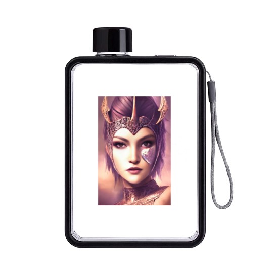 Warrior princess wearing gothic plate dark fantasy Flat Water Bottles
