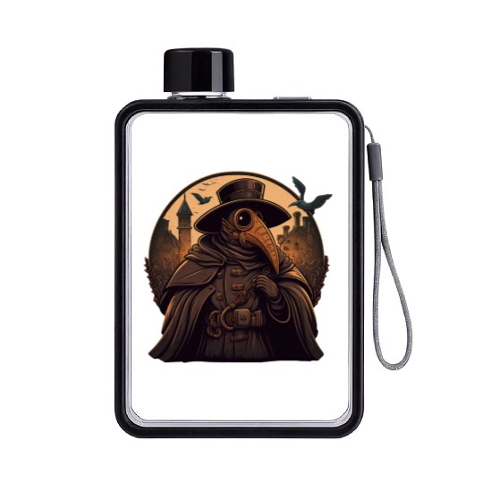 Plague Doctor With Suit and Mask Flat Water Bottles