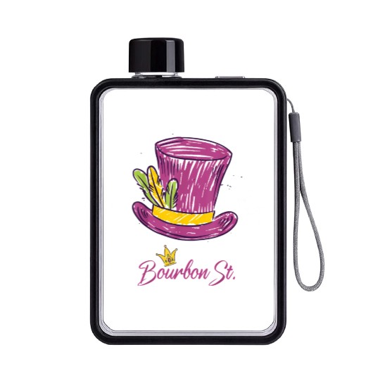 Bourbon Street Mardi Gras New Orleans French Quart Flat Water Bottles