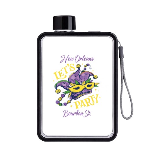 Mardi Gras Bourbon Street New Orleans Souvenir Lou Flat Water Bottles