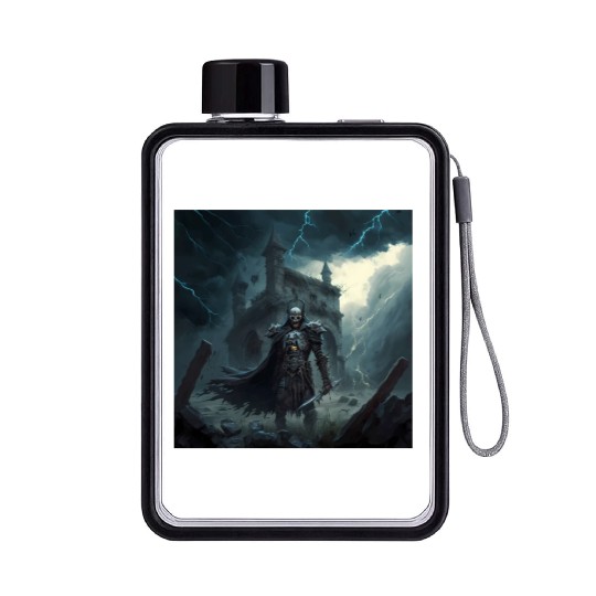 Death Knight in Thunderstorm Flat Water Bottles