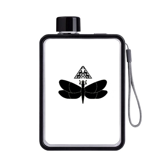 Minimalist Insect Celestial Dragonfly Sacred Geome Flat Water Bottles